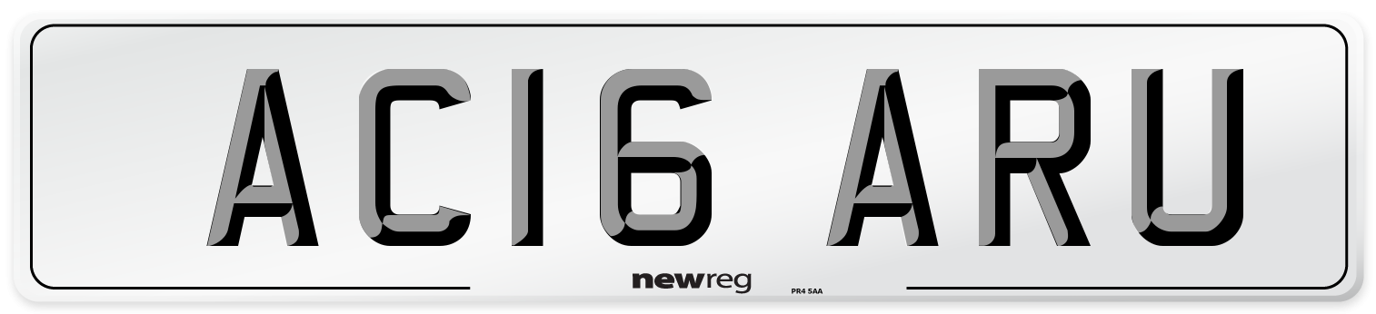 AC16 ARU Number Plate from New Reg